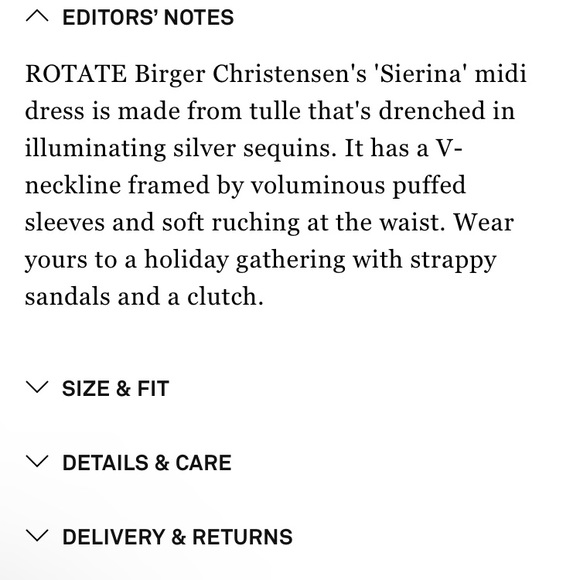 Rotate Birger Christensen Sierina Dress Silver Sequin Puff Sleeve Midi Size 6 - Picture 14 of 16